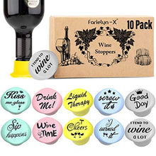 Load image into Gallery viewer, Farielyn-X 10 Funny Wine Bottle Stoppers and Gift Box,Reusable, Leak Proof, Air Tight Silicone Bottle Sealers with a Funny Saying for Wine Beverage and Beer Bottles(Five Colors)
