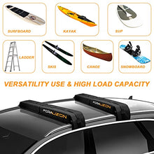 Load image into Gallery viewer, Forauzon Universal Car Soft Roof Rack Pads, Cargo Rack System for Kayak /Surfboard/ SUP/ Canoe with 2 Buckle Tie Down Straps, 2 Tie Down Ropes, 2 Quick Loop Straps, 2 Hood Loop Straps and Storage Bag
