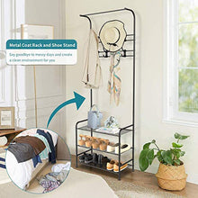 Load image into Gallery viewer, alvorog Entryway Coat Rack Shoe Bench, 3-in-1 Hall Tree, 3-Tier Storage Shelves with 16 Hooks Multifunctional Hallway Organizer, Easy Assembly (Black)
