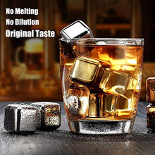 Load image into Gallery viewer, DERGUAM 8 Packs Fast-cooling 304 Stainless Steel Ice Cubes Whiskey Stones Whiskey Rocks With Nonslip Ice Tong&amp;Wine Opener&amp;Freezer Storage Tray Great for Whiskey,Wine,Beer,Juice or Soda
