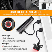 Load image into Gallery viewer, Te-Rich Ultra Bright Bike Lights Rechargeable 800 Lumens Headlight and Taillight Set, LED Bicycle Lights Front and Back, Quick Release Safety Lamp Cycling Accessories for Road/Mountain/City Bikes
