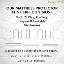 Load image into Gallery viewer, Little One's Pad Pack N Play Crib Mattress Cover - 27" X 39" - Fits Most Baby Portable Cribs, Play Yards and Foldable Mattresses - Waterproof, Dryer Safe - Comfy and Soft Fitted Crib Protector
