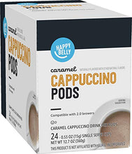 Load image into Gallery viewer, Amazon Brand - Happy Belly Cappuccino Coffee Pods Compatible with 2.0 K-Cup Brewers, Caramel Flavored, 24 Count

