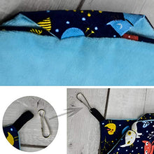 Load image into Gallery viewer, Small Animal Hanging Hammock Pet Swinging Bed 3 Tier Sleep Nap Sack Cage Accessories Kit Set Tunnel Ferret Rat Cave Sugar Glider Hideouts Warm Bedding for Squirrel Guinea Pig (Bluecat Pattern)

