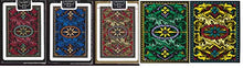 Load image into Gallery viewer, Set of 5 Bicycle Dragon Back Playing Card Decks Red, Blue, Gold, Yellow &amp; Green
