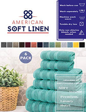Load image into Gallery viewer, American Soft Linen 6-Piece 100% Turkish Genuine Cotton Premium &amp; Luxury Towel Set for Bathroom &amp; Kitchen, 2 Bath Towels, 2 Hand Towels &amp; 2 Washcloths [Worth $72.95] - Turquoise Blue
