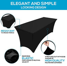Load image into Gallery viewer, Utopia Kitchen - 2 Pack, 6 Ft Stretchable Tablecloth - Tight Fit Washable and Wrinkle Resistant Spandex Table Cover for Event &amp; Parties (Black)
