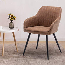 Load image into Gallery viewer, ANNJOE Faux Leather Accent Chair Arm Chairs Living Room Chairs Leisures Chair Upholstered Chair with Metal Legs Set of 2 for Home Kitchen Office Bistro Cafe, Brown
