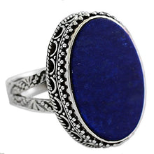 Load image into Gallery viewer, NOVICA Lapis Lazuli .925 Sterling Silver Oval Cocktail Ring 'Pool of Memories'
