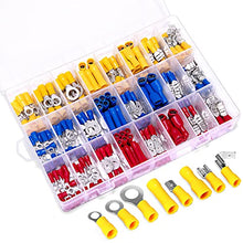 Load image into Gallery viewer, Ginsco 250Pcs Spade Crimp Terminal Assorted Insulated Wire Electrical Connectors Kit - Quick Disconnect Ring Spade Butt Splices Piggy Back

