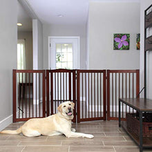 Load image into Gallery viewer, Primetime Petz 33238-G8 360 Configurable Dog Gate with Door – Indoor Freestanding Walk Through Wood Pet Gate,Walnut,36"
