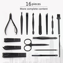 Load image into Gallery viewer, Mens Manicure Set - Mifine 16 In 1 Stainless Steel Professional Pedicure Kit Nail Scissors Grooming Kit with Black Leather Travel Case Second Generation(Red)
