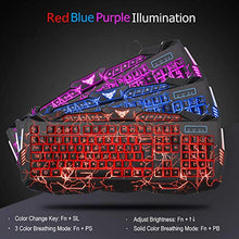 Load image into Gallery viewer, BlueFinger Backlit Gaming Keyboard and Mouse Combo,USB Wired Backlit Keyboard Mouse Game Set,Multimedia Keys,3 Color LED Crack Illumination Keyboard Mouse for Game and Work
