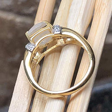 Load image into Gallery viewer, Natural Rainbow Moonstone, White Topaz 14k Gold Over 925 Solid Sterling Silver Engagement Ring Size 6, 7, 8, 10
