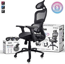 Load image into Gallery viewer, NOUHAUS Ergo3D Ergonomic Office Chair - Rolling Desk Chair with 3D Adjustable Armrest, 3D Lumbar Support and Extra Blade Wheels, Mesh Computer Chair, Gaming Chairs, Executive Swivel Chair (Black)
