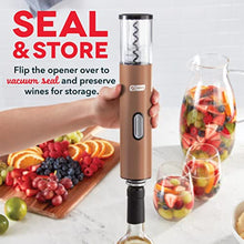 Load image into Gallery viewer, Dash Serve &amp; Preserve Wine Set – Rechargeable Electric Wine Preservation System – Wine Bottle Opener, Vacuum Sealer, 2 Reusable Caps + Charging Base – Rose Gold
