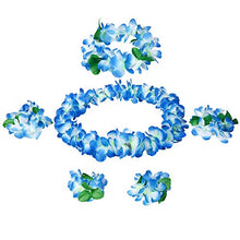 Load image into Gallery viewer, Udalyn Hawaiian Luau Flower Leis Jumbo Necklaces Bracelets Headband Anklets Set 6-7 Pack
