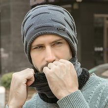 Load image into Gallery viewer, BCDlily Winter Warm Beanie Hats Scarf Set for Men Women Thick Fleece Lined Knit Hats Skull Cap Neck Warmer (Gray)
