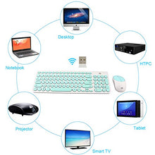 Load image into Gallery viewer, Wireless Keyboard and Mouse Combo, FD iK6630 2.4GHz Cordless Cute Round Key Set Smart Power-Saving Whisper-Quiet Slim Combo for Laptop, Computer,TV and Mac (Mint Green &amp; White)
