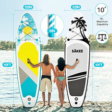 Load image into Gallery viewer, SÄKEE 10FT Inflatable Stand Up Paddle Board with Premium SUP Accessories, Fit for Youth &amp; Adult Paddleboard with Kayak Seat
