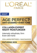 Load image into Gallery viewer, L'Oreal Paris Age Perfect Collagen Expert Night Moisturizer, Anti-Sagging &amp; Even Tone, Retighten, Rehydrate and Firm Maturing Skin, 2.5 Oz
