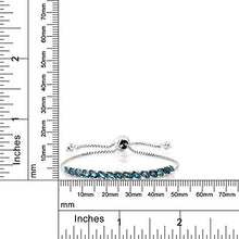 Load image into Gallery viewer, Gem Stone King 925 Sterling Silver London Blue Topaz Women's Tennis Bracelet (1.50 Total Carat Weight, Gemstone Birthstone, Fully Adjustable)
