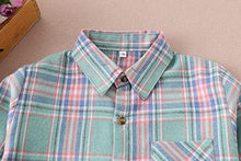 Load image into Gallery viewer, Girls Flannel Shirts Long Sleeve Girls Button Down Shirt Kids Western Shirts Cute Shirts for Girls Plaid Shirt for Girls Spring Shirts Light Blue
