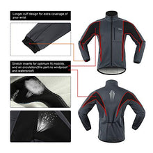 Load image into Gallery viewer, ARSUXEO Winter Warm UP Thermal Softshell Cycling Jacket Windproof Waterproof Bicycle MTB Mountain Bike Clothes 15-K Gray Size Large
