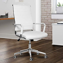 Load image into Gallery viewer, LUCKWIND Ergonomic Office Chair Ribbed Leather Swivel - Adjustable Height Tilt Arm Sleeves Lumbar Support High Back Upholstery Executive Conference Task Computer Chrome Wheel Caster 350lbs Big (White)
