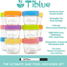 Load image into Gallery viewer, Glass Baby Food Storage Containers Set of 12, Leakproof 4 oz Glass Baby Food Jars with Lids &amp; Marker, Reusable Small Glass Baby Food Containers for Infant &amp; Baby, Freezer, Microwave &amp; Dishwasher Safe
