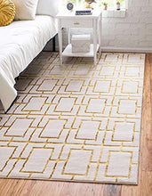 Load image into Gallery viewer, Unique Loom Marilyn Monroe Glam Collection Textured Geometric Trellis Area Rug, 8' 0 x 10' 0 Rectangle, White/Gold
