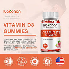 Load image into Gallery viewer, 3 Packs Vitamin D3 5000 iu Gummies Supplement 125mcg Immune Support Joint Pain Muscle Function Teeth Healthy by VIT D Chewable K2 Calcium Zinc Vegan Kids Adults 240 Counts Candies
