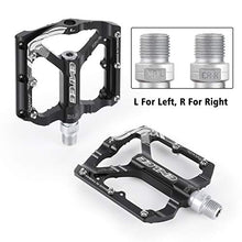 Load image into Gallery viewer, MatyKit S Shape Mountain Bike Pedals of Lightweight, Specialized 9/16" UD Bearings Ultra Strong Colorful CNC Machined Alloy Bicycle Non-Slip Pedal, Anodizing Sealed 3 Bearing Cycling Pedals (Black)
