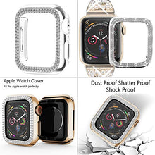 Load image into Gallery viewer, DSYTOM Compatible Apple Watch Band 38mm 40mm 42mm 44mm with Case Women,Rhinestone Metal Jewelry Wristband Strap with Bling PC Protective Case Replacement for iWatch Series 5 4 3 2 1(38mm Champagne)
