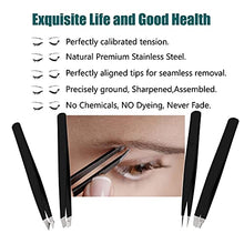 Load image into Gallery viewer, LUDOUPIER [4+1 Pieces] Tweezers Set with Travel Case, Great Precision Upgrade Professional Anti-rust Alloy Tweezers for Women &amp; Men, Multi-purpose as Eyebrows Facial Hair Ingrown Hair Removal
