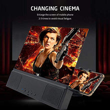Load image into Gallery viewer, 12'' Phone Screen Magnifier with Bluetooth Speaker, 3D HD Movies Amplifier Projector Cell Phone Screen Enlarger with Foldable Stand for iPhone 11 Pro Samsung Galaxy S9 and Other Smartphones
