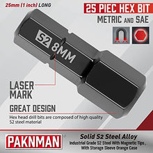 Load image into Gallery viewer, PAKNMAN 25-Piece Hex Head Allen Wrench Drill Bit Set, 1/4”Magnetic Extension, Metric and SAE S2 Steel Hex Bits Set, 1" Long
