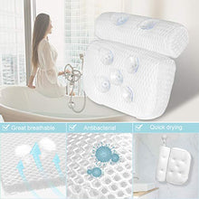 Load image into Gallery viewer, Mosuch Bath Pillow for Head Neck and Shoulder Support, 4D Air Mesh Luxury Spa Bathtub Pillow with 7 Non-Slip Suction Cups Large and Soft Bath Pillows Fits All Bathtub, Hot Tub, Jacuzzi and Home Spa
