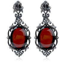 Load image into Gallery viewer, Cherry Amber Sterling Silver Antique Finish Stud Earrings
