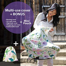 Load image into Gallery viewer, Pobi Baby Premium Multi-Use Cover - Nursing Cover, Baby Car Seat Covers, Shopping Cart, High Chair, and Breastfeeding Cover - Ultra-Soft, Stretchy, and Versatile Floral Scarf for Baby and Mom (Allure)
