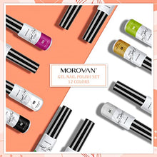 Load image into Gallery viewer, Morovan Gel Liner Painted Gel Nail Polish Kit - 12 Colors Gel Painting Polish Kit Nail Art UV LED Gel Platinum Liner Gel Champagne Glitter Silver Rosa Gold Green Gel Paint Nail Art Design
