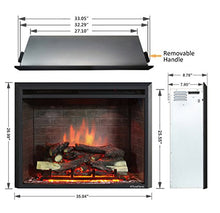 Load image into Gallery viewer, PuraFlame 33 Inches Western Electric Fireplace Insert Heater with Fire Crackling Sound, Remote Control, 750/1500W, Black
