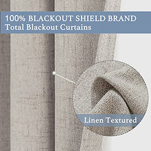 Load image into Gallery viewer, 100% Blackout Patio Door Curtain Extra Wide Curtain Panels Sliding Glass Door Curtain Linen Textured Look Grommet Blackout Curtains 84 Inch Length, 100" x 84", Beige
