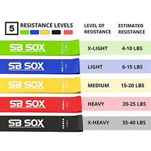 Load image into Gallery viewer, SB SOX Resistance Bands Set for Men &amp; Women – Best Workout/Exercise Bands That Don’t Roll Up – Perfect Exercise Equipment for Your Home Gym – Easy to Use, Works Great, Very Durable Elastic (Original)
