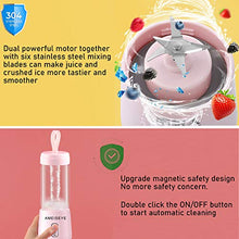 Load image into Gallery viewer, Portable Blender - Personal Size Juicer Cup Fruit Shakes Smoothie Mixer with 2600mAh Rechargeable Battery, Six Blades for Home,Travel,Sports,Gym (Pink)
