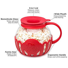 Load image into Gallery viewer, Ecolution Patented Microwave Micro-Pop Popcorn Popper, Borosilicate Glass, 3-in-1 Lid, Dishwasher Safe, BPA Free, 3 Quart Family Size, Red
