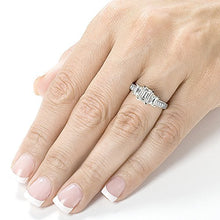 Load image into Gallery viewer, Kobelli Three-Stone Moissanite Engagement Ring Accent 1 3/5 CTW 14k White Gold, Size 8, White Gold
