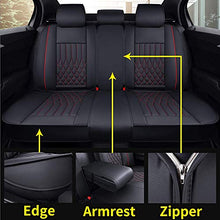 Load image into Gallery viewer, Aierxuan 5pcs Car Seat Covers Full Set with Waterproof Leather,Airbag Compatible Automotive Vehicle Cushion Cover Universal fit for Most Cars (Black and red) …
