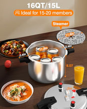 Load image into Gallery viewer, Wantjoin 16 Quart Pressure Canner &amp; Cooker | Commercial Aluminum Canner | Induction Compatible | Pressure Gauge &amp; Pressure Regulator | Multi Pressure Levels&amp; Easy Locking
