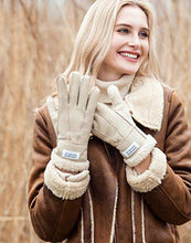 Load image into Gallery viewer, YISEVEN Womens Winter Sheepskin Shearling Leather Gloves Mittens Wool Cuffs Driving Heated Warm Thick Fur sherpa Lined Merino Soft Wool Lining Furry for Cold Weather Driving Work Gifts, Ivory White M
